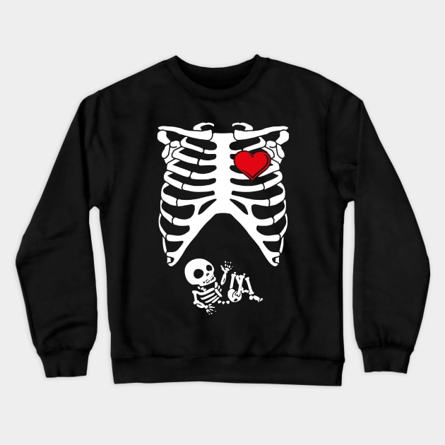 Spooky Skeleton Costume Pregnant Mommy Crewneck Sweatshirt by SolarFlare